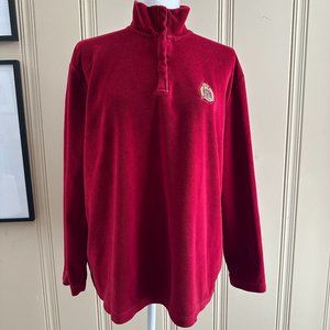 Vintage Lauren Ralph Lauren Red Velour Pullover Sweatshirt Top Crest Logo sz XL